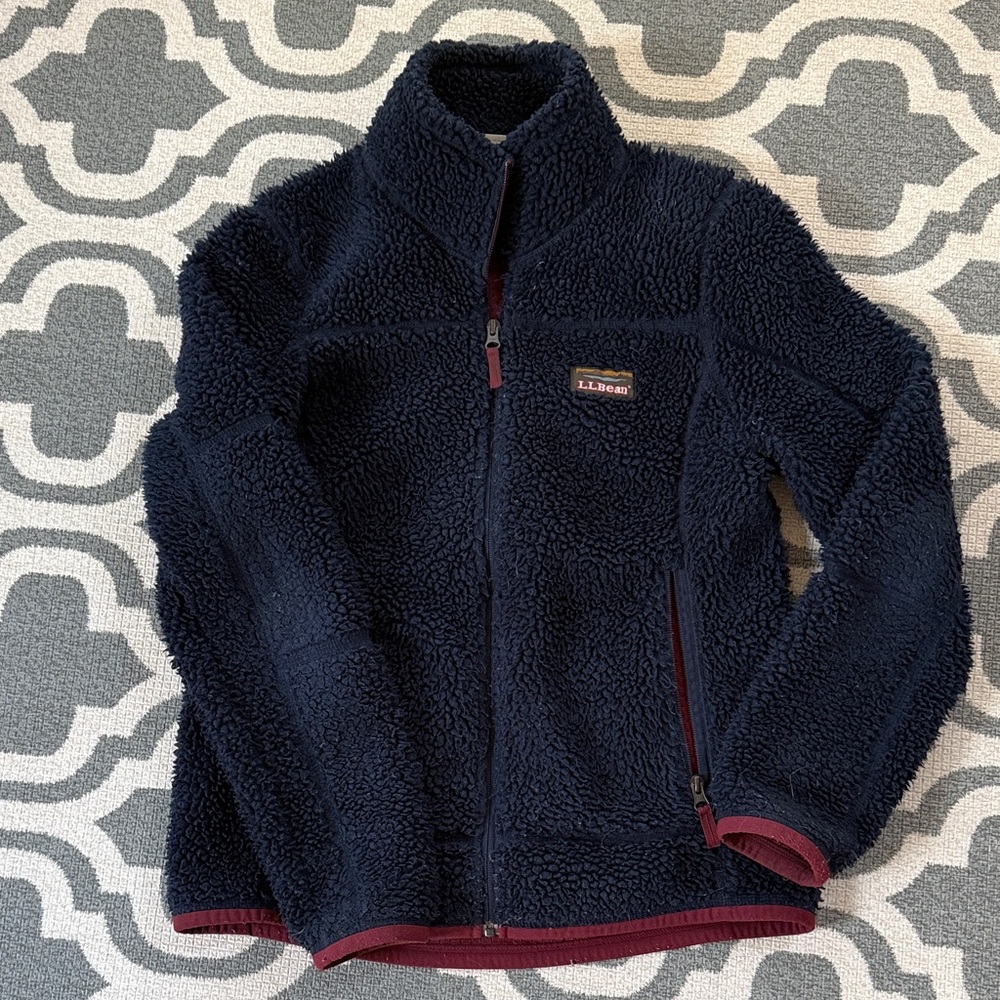L.L. Bean Dark Blue Mountain Pile Fleece Jacket x-small